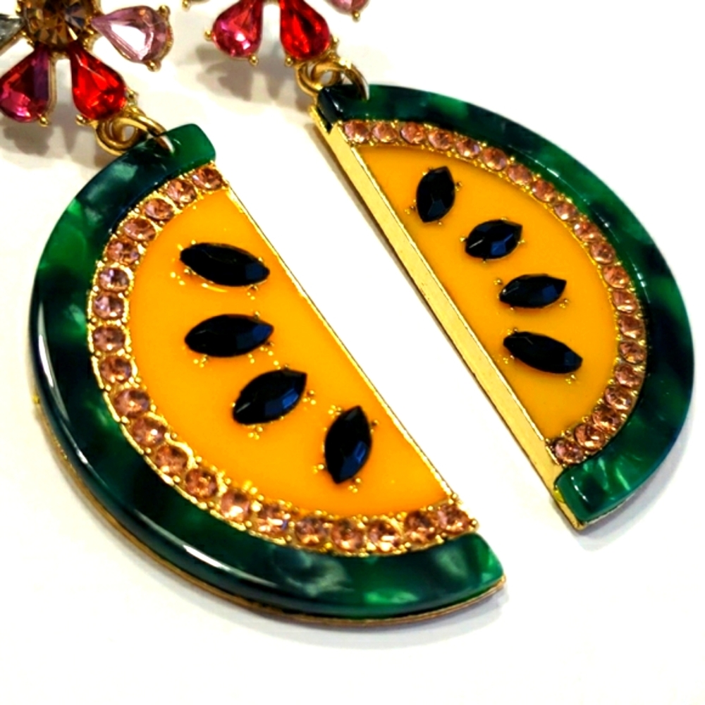 💫Host pick "Melon" acrylic crystal Watermelon Earrings